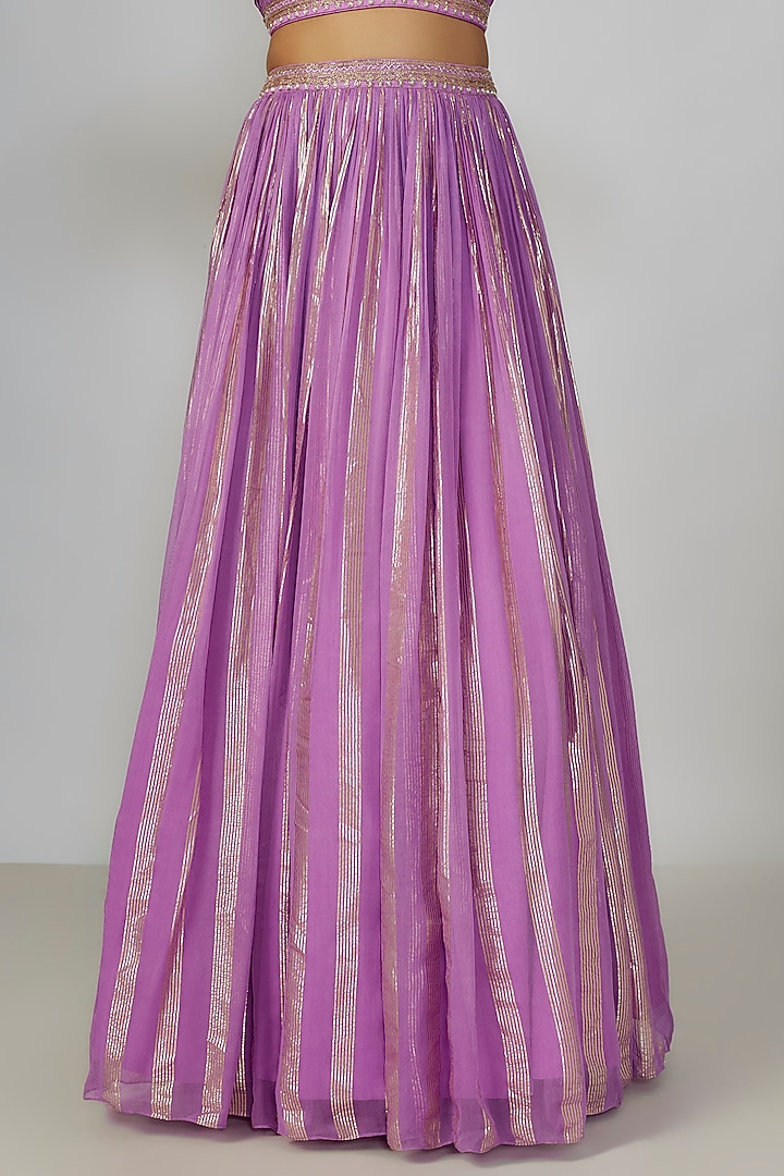 Lavender Georgette Flared Skirt Set by Chamee and Palak at Pernia's Pop Up Shop