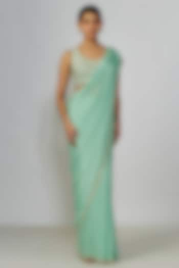 Sea Green Georgette Saree Set by Chamee and Palak at Pernia's Pop Up Shop