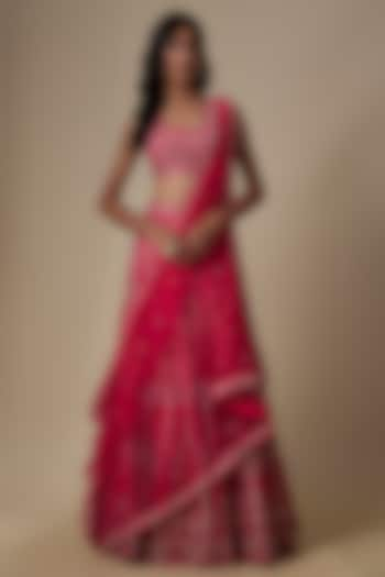 Pink Silk Hand Embroidered Bridal Lehenga Set by Chamee and Palak at Pernia's Pop Up Shop