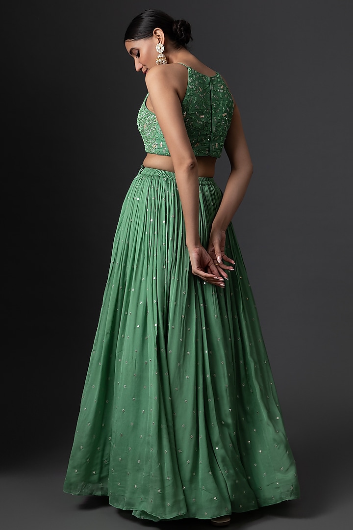 Sea Green Georgette Wedding Lehenga Set by Chamee and Palak at Pernia's Pop Up Shop