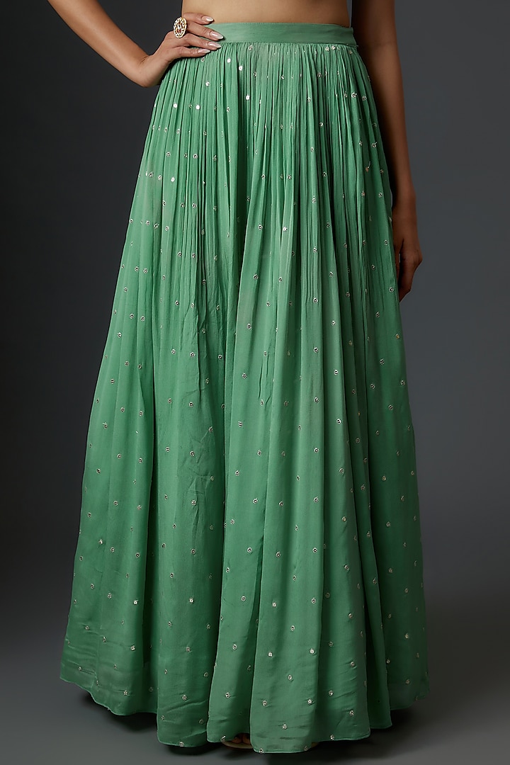 Sea Green Georgette Wedding Lehenga Set by Chamee and Palak at Pernia's Pop Up Shop