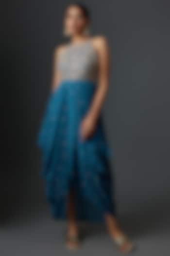 Blue Georgette Embellished Gown by Chamee and Palak