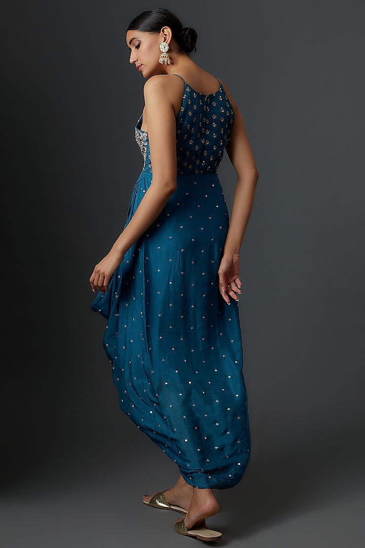 Blue Georgette Embellished Engagement Gown by Chamee and Palak at Pernia's Pop Up Shop