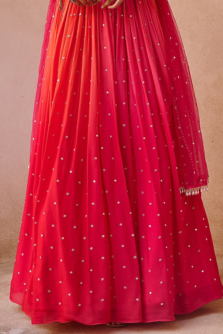 Pink Georgette Shaded Skirt Set by Chamee and Palak at Pernia's Pop Up Shop