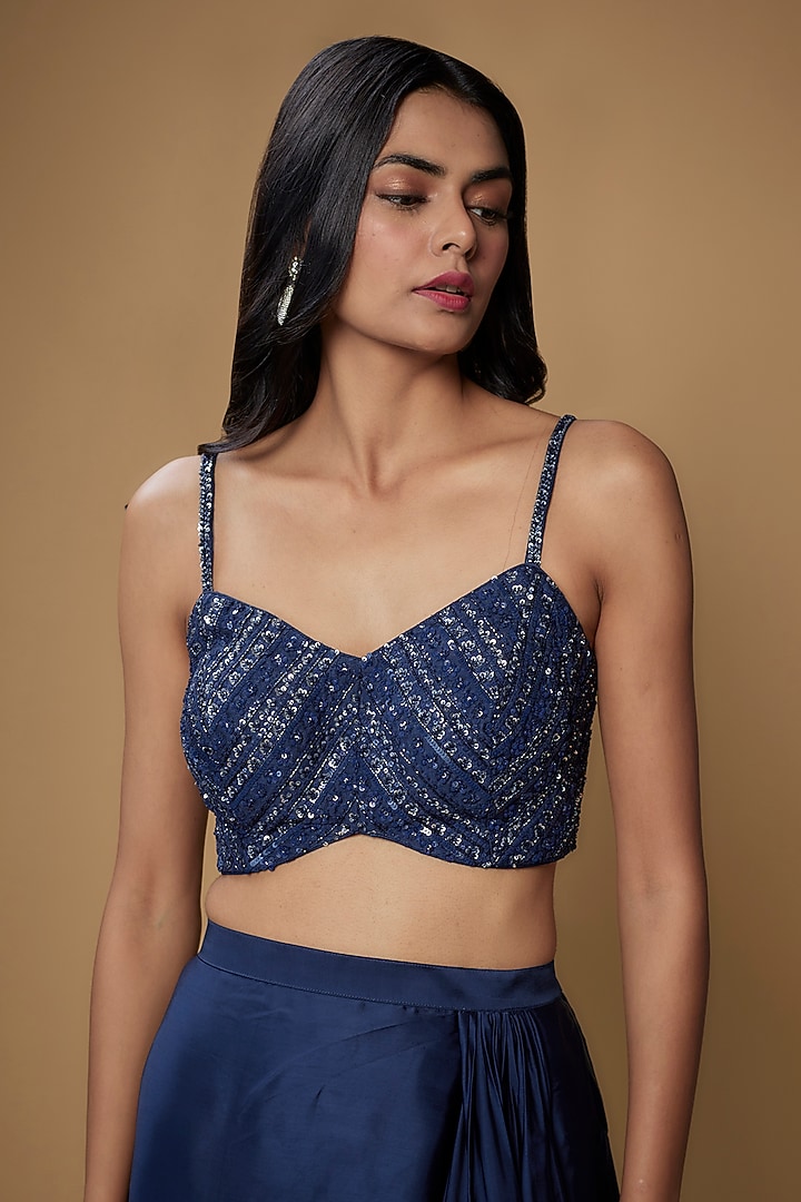 Blue Organza Embroidered Cape Set by Chamee and Palak at Pernia's Pop Up Shop