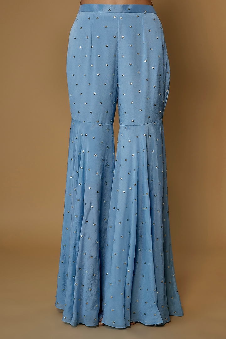 Blue Georgette Wedding Sharara Set by Chamee and Palak at Pernia's Pop Up Shop