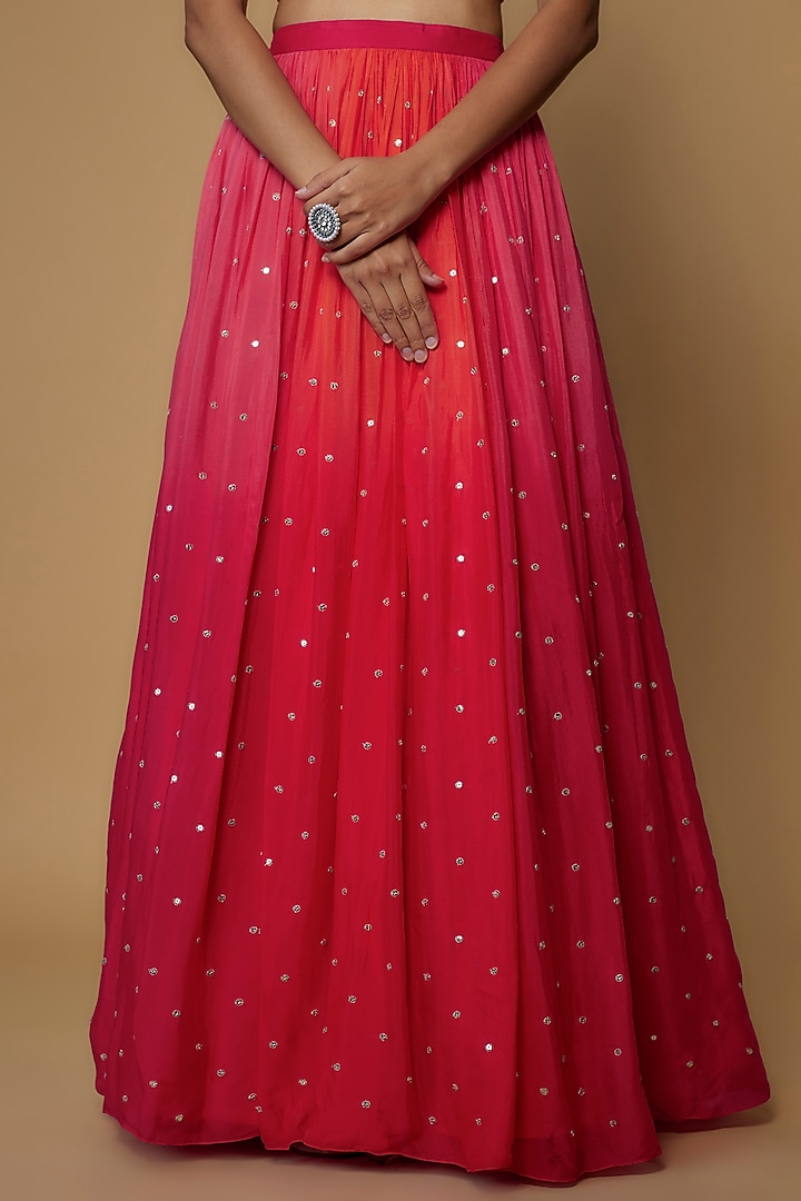Pink Georgette Shaded Wedding Lehenga Set by Chamee and Palak at Pernia's Pop Up Shop