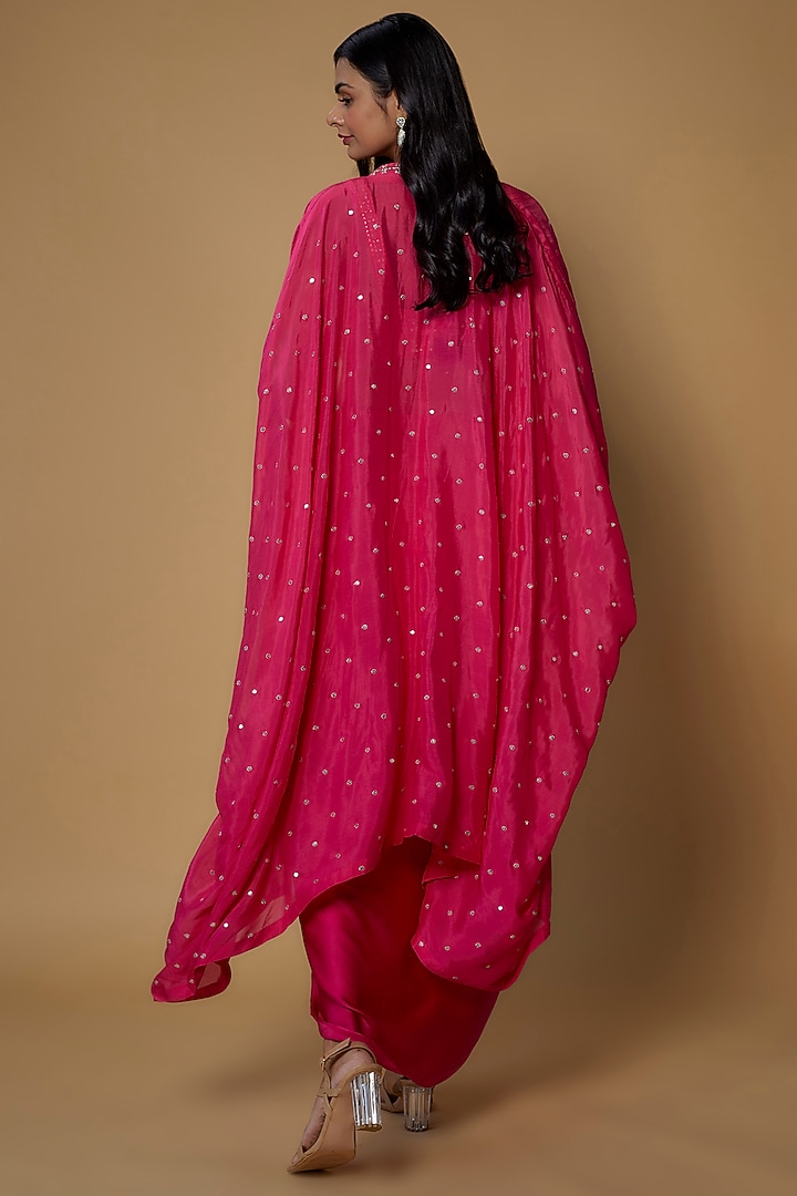 Pink Georgette Embroidered Cape Set by Chamee and Palak at Pernia's Pop Up Shop