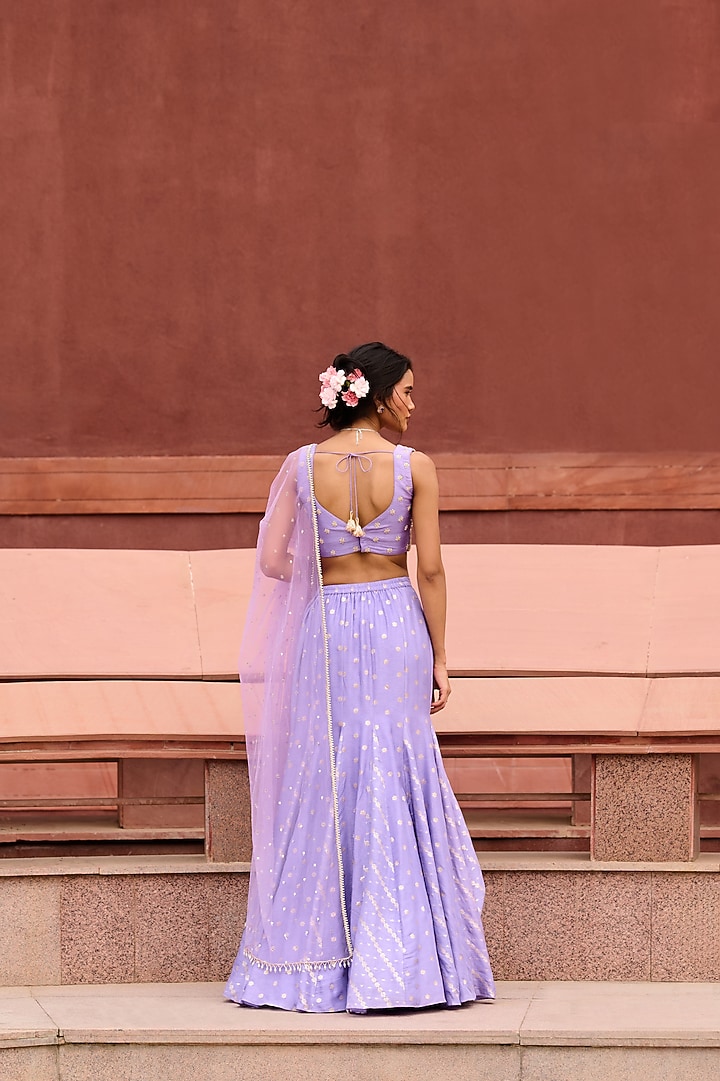 Lavender Jamawar Wedding Lehenga Set by Chamee and Palak at Pernia's Pop Up Shop