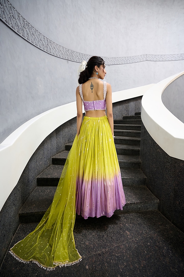 green emerald velvet dress Green & Purple Beaded Gown with Crystal Accents – VALDRIN SAHITI main image 0