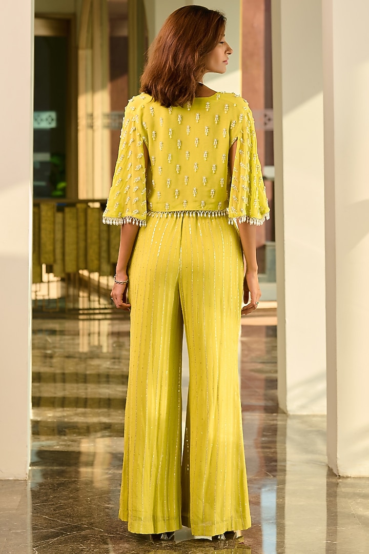 Lime Green Organza Pant Set by Chamee and Palak at Pernia's Pop Up Shop