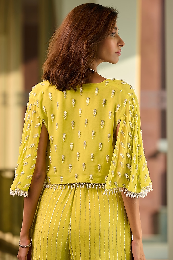 Lime Green Organza Pant Set by Chamee and Palak at Pernia's Pop Up Shop