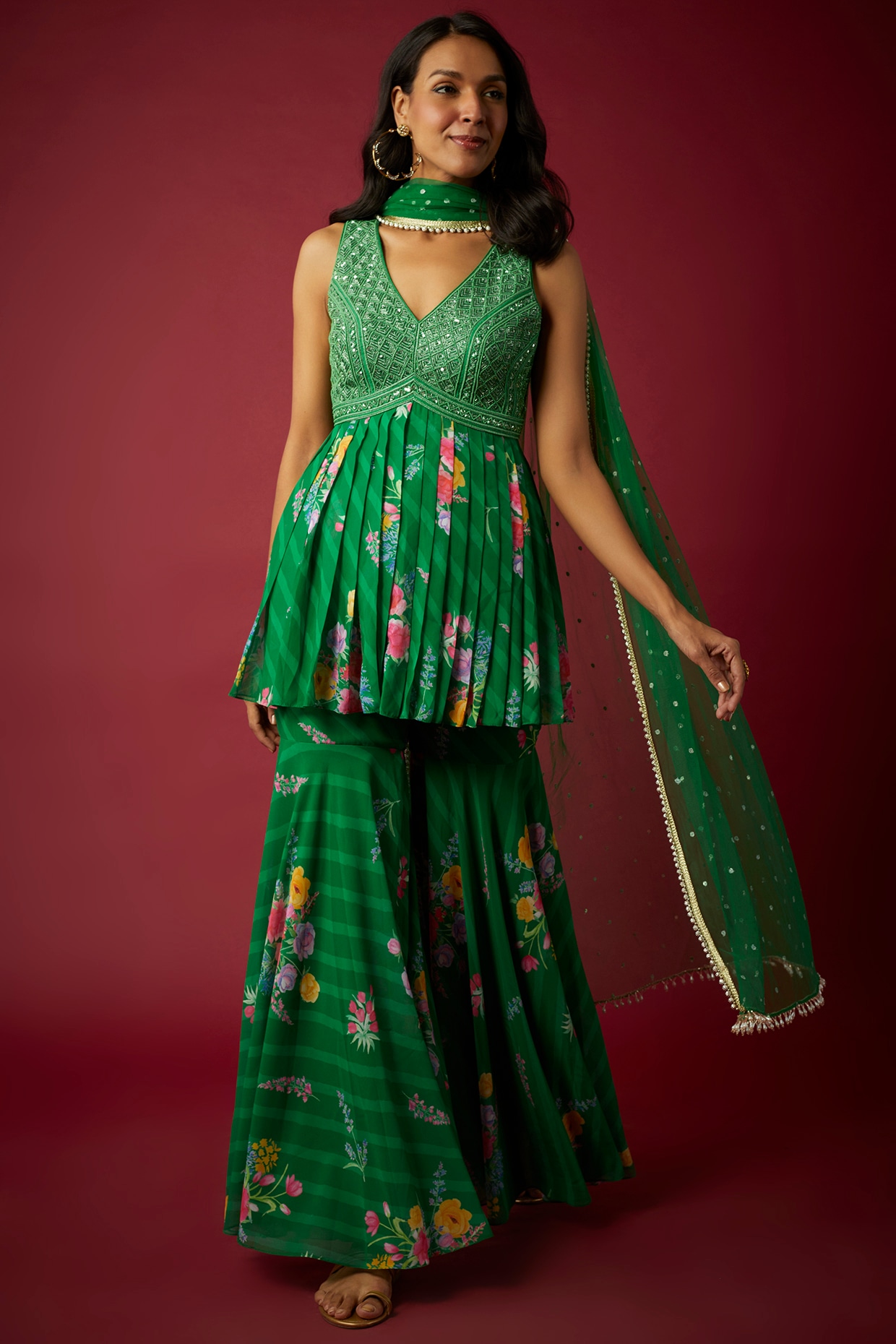 Serena Dusty Green Lehenga Set | Chamee & Palak – KYNAH