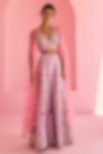Pink Tulle Embellished Cape Set by Chamee and Palak at Pernia's Pop Up Shop