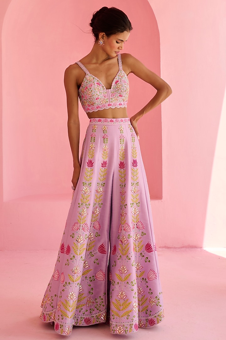 Pink Tulle Embellished Cape Set by Chamee and Palak at Pernia's Pop Up Shop