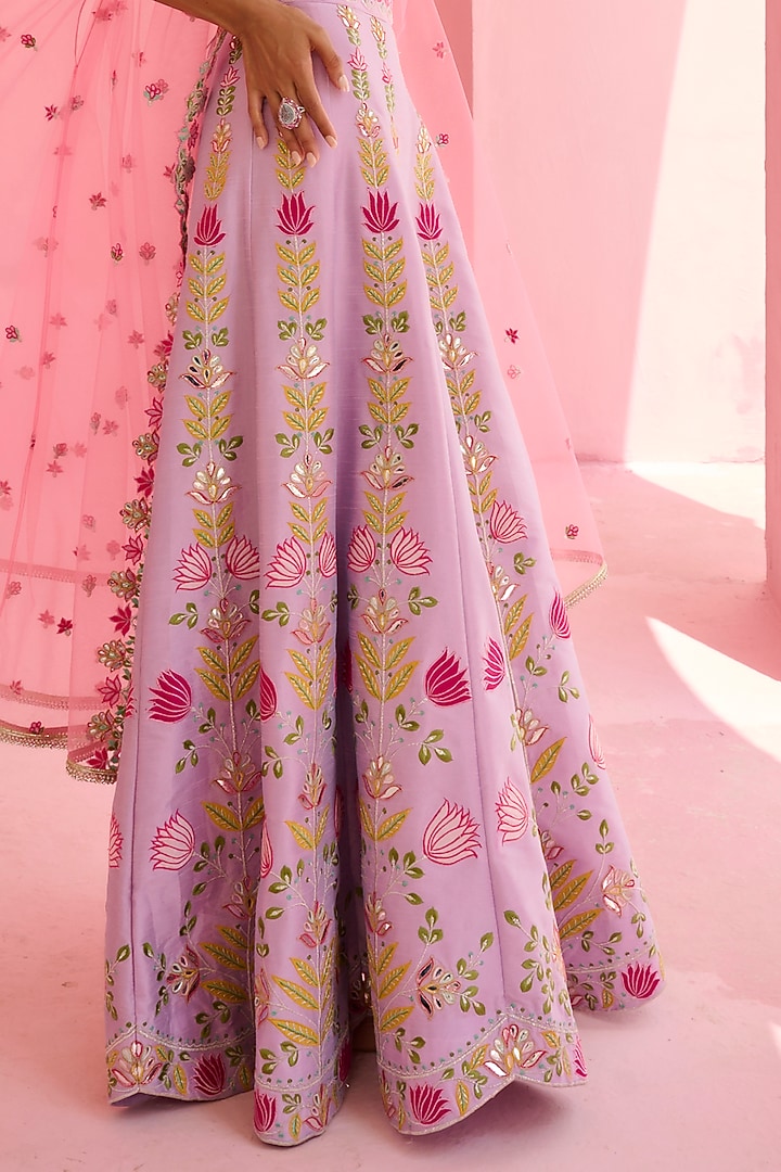 Pink Tulle Embellished Cape Set by Chamee and Palak at Pernia's Pop Up Shop