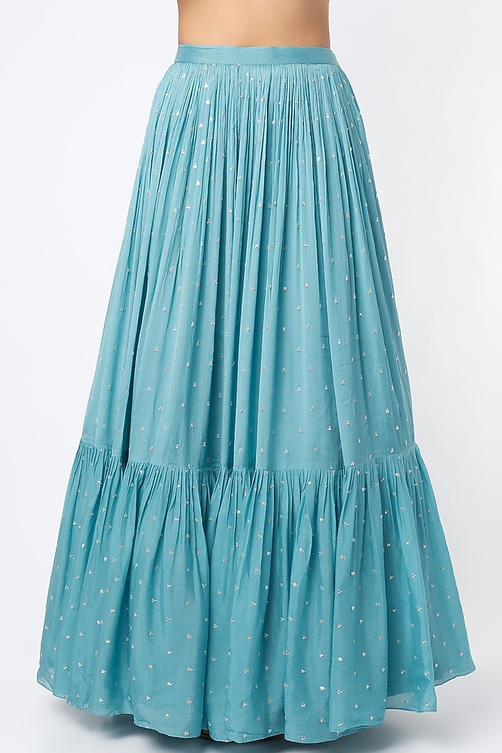 Sky Blue Embroidered Wedding Lehenga Set by Chamee and Palak at Pernia's Pop Up Shop