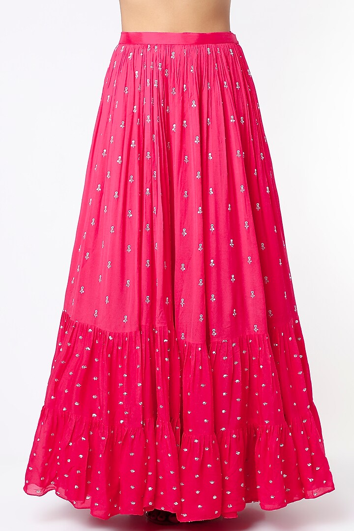 Fuchsia Sequins Embroidered Wedding Lehenga Set by Chamee and Palak at Pernia's Pop Up Shop
