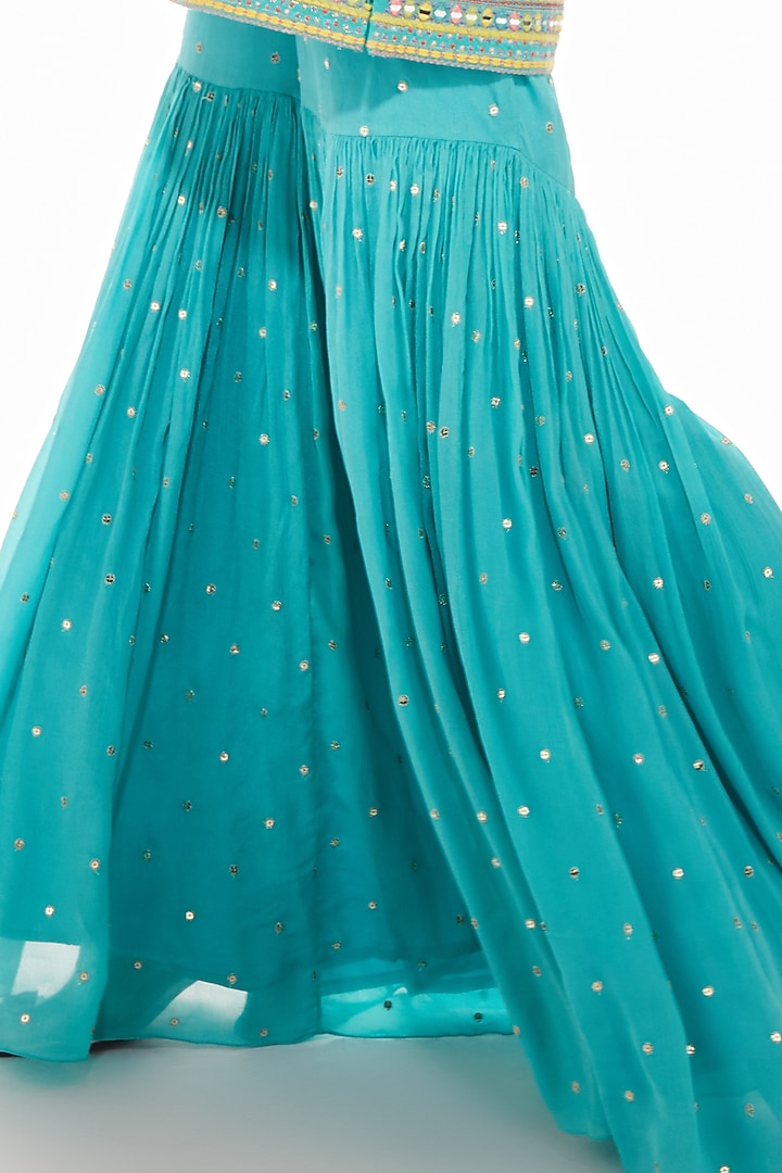 Blue Silk Wedding Sharara Set by Chamee and Palak at Pernia's Pop Up Shop