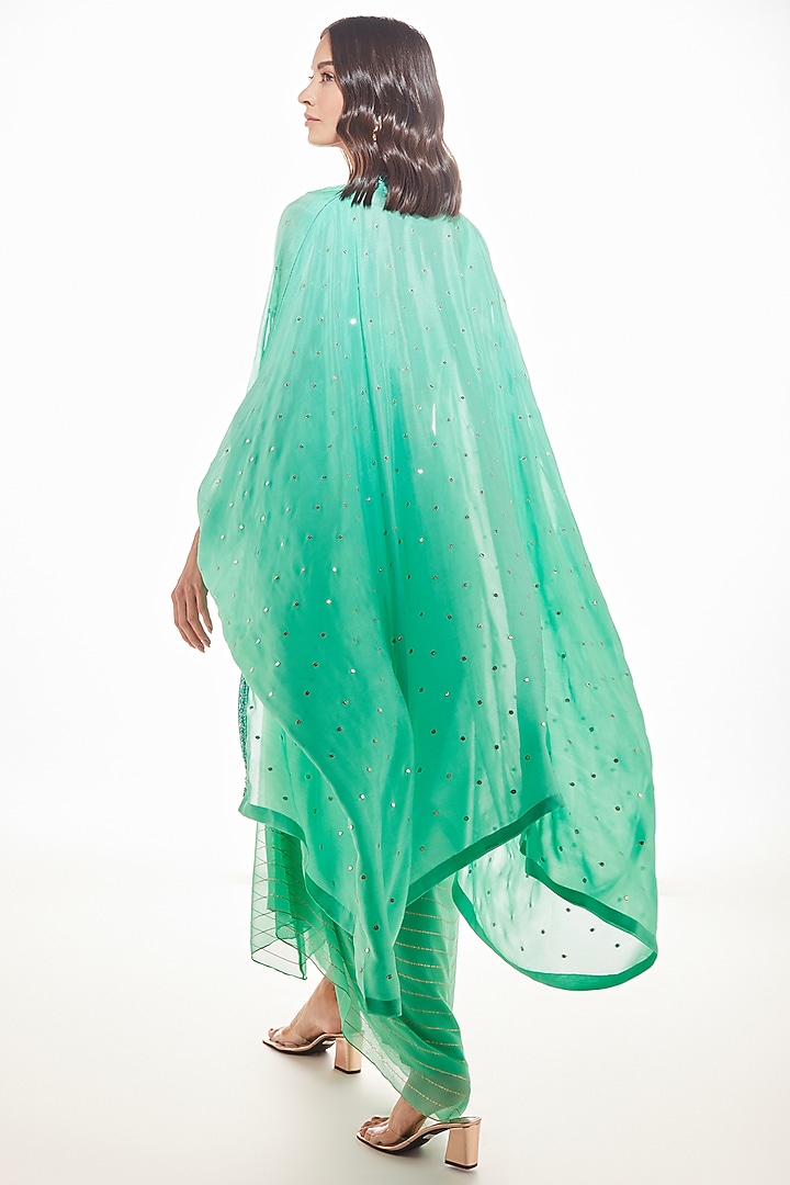 Sea Green Embroidered Cape Set by Chamee and Palak at Pernia's Pop Up Shop