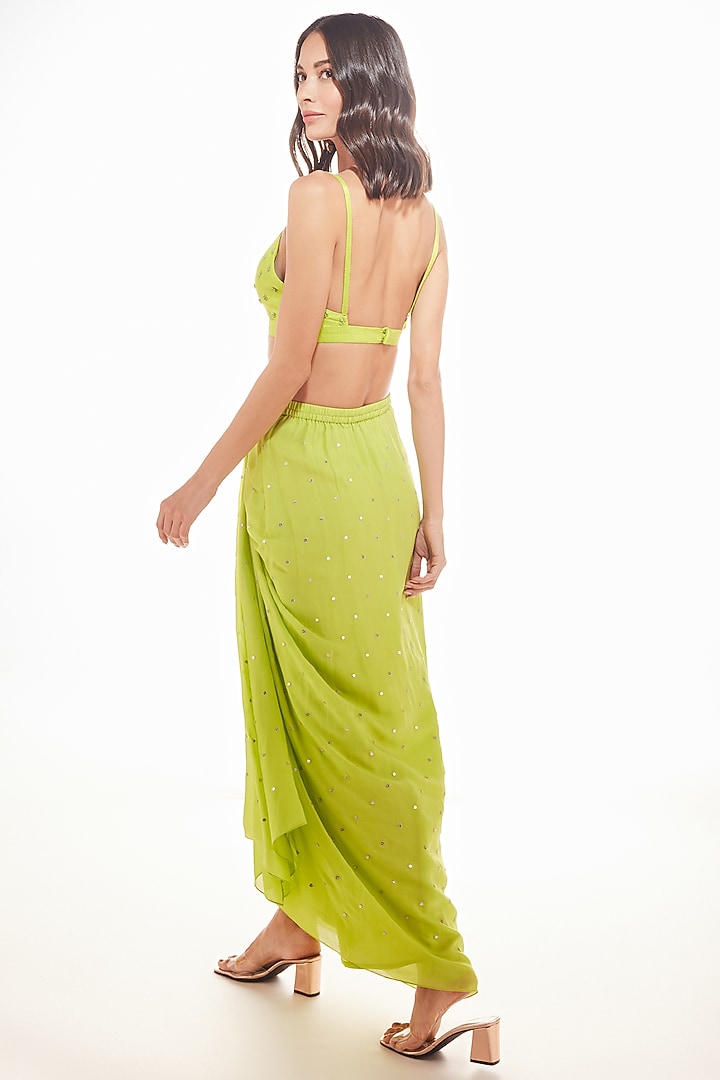 Lime Silk Blazer Set by Chamee and Palak at Pernia's Pop Up Shop
