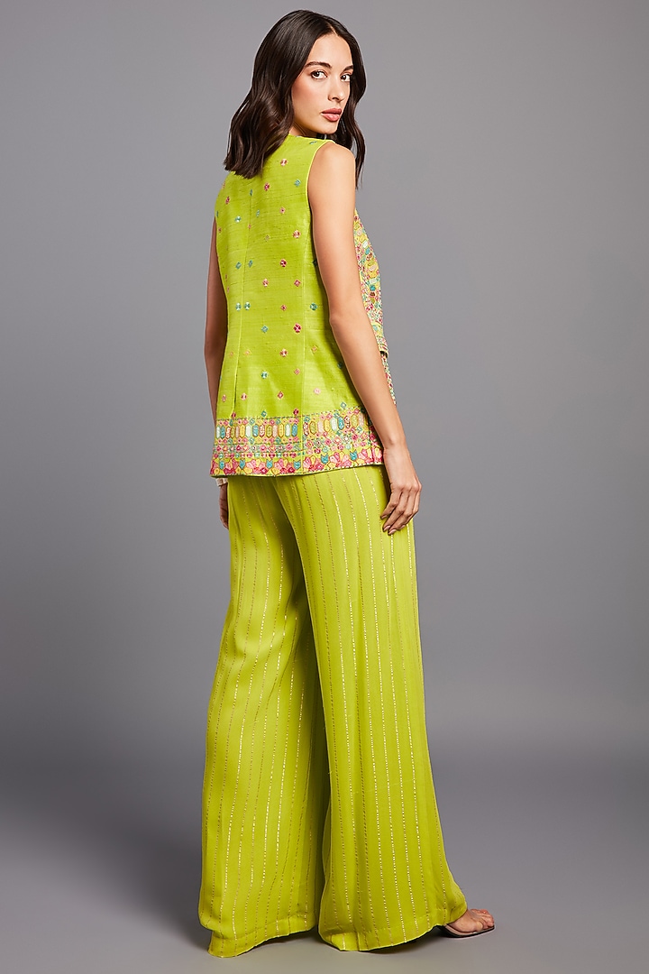Lime Embroidered Blazer Set by Chamee and Palak at Pernia's Pop Up Shop