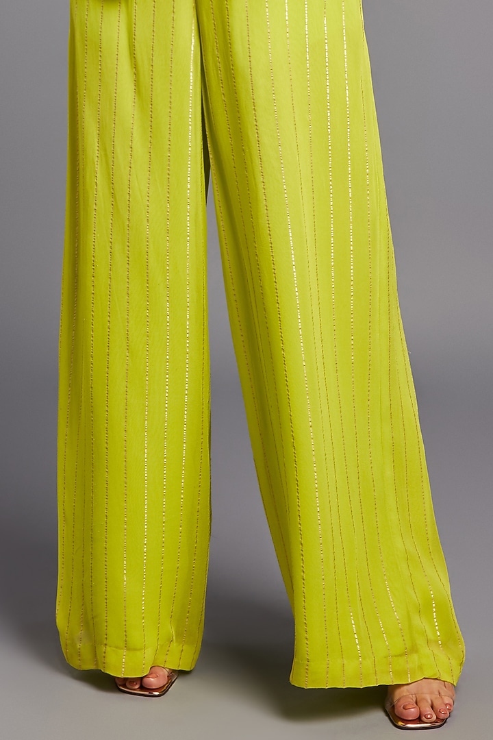 Lime Embroidered Blazer Set by Chamee and Palak at Pernia's Pop Up Shop