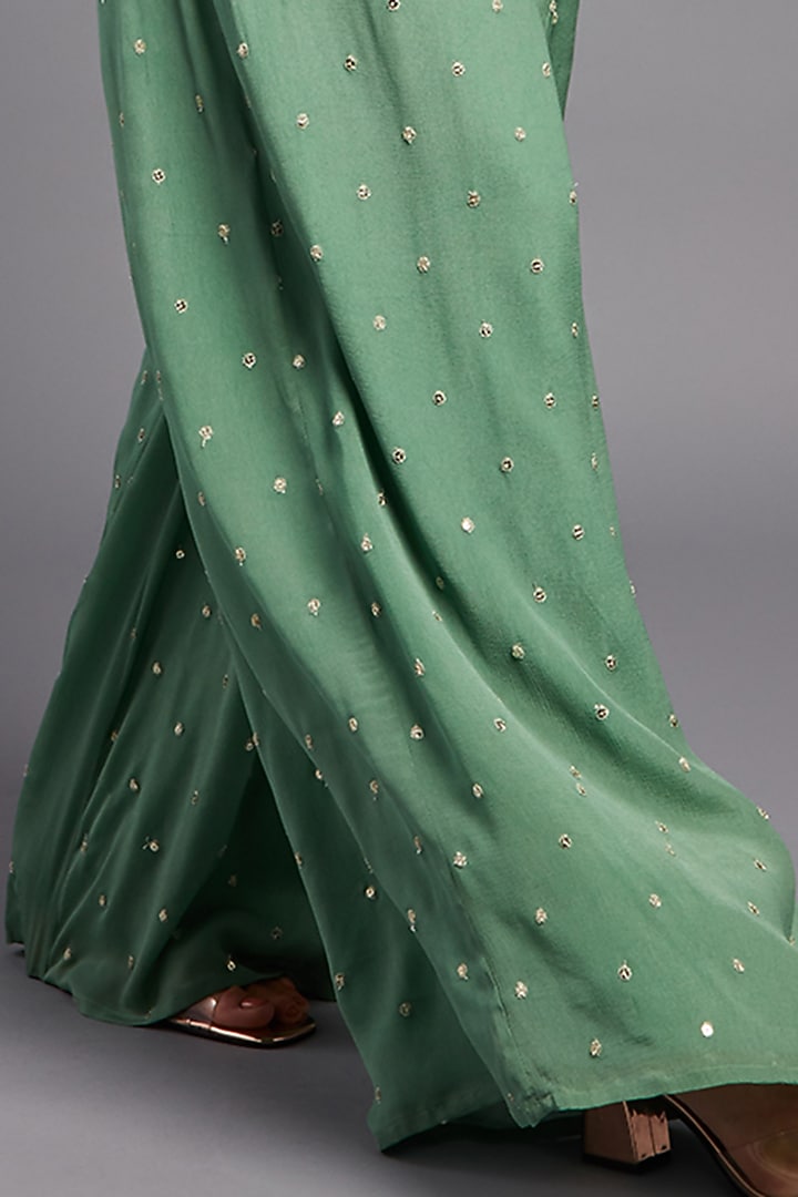 Olive Green Embellished Blazer Set by Chamee and Palak at Pernia's Pop Up Shop