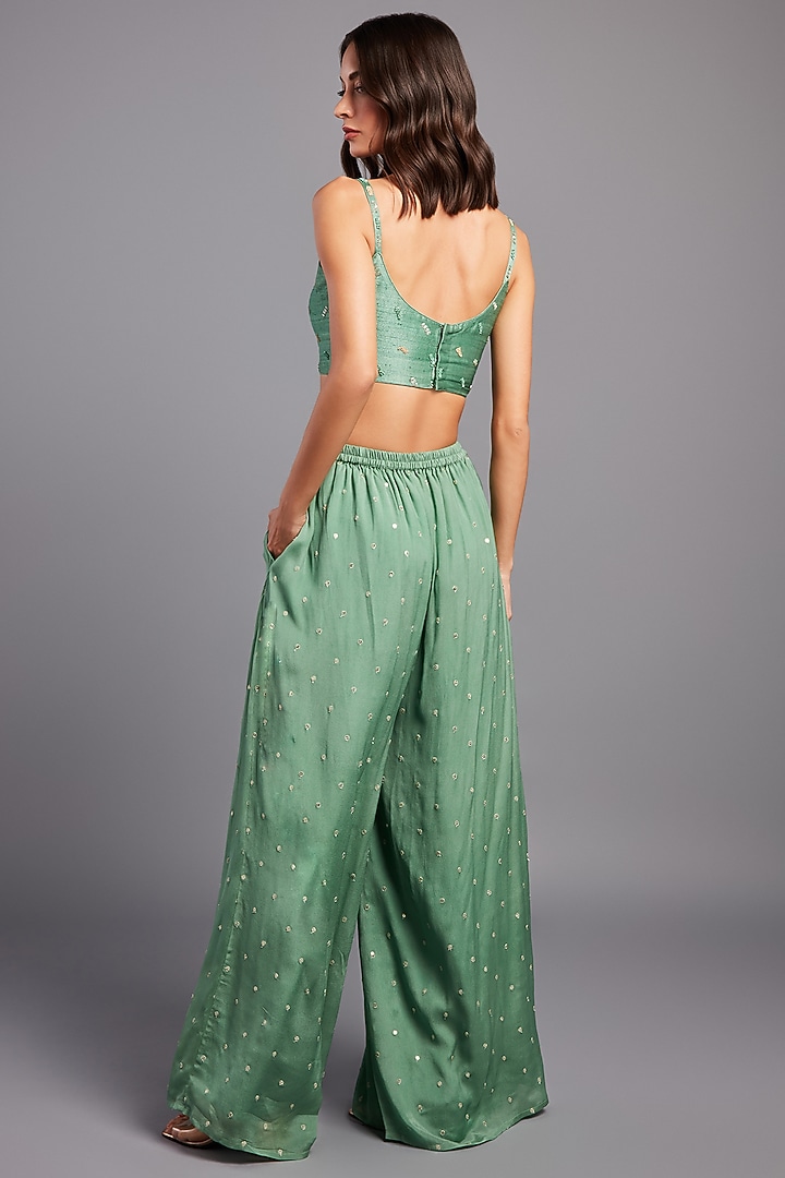Olive Green Embellished Blazer Set by Chamee and Palak at Pernia's Pop Up Shop