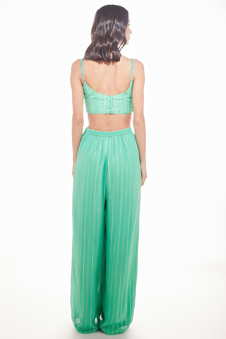 Sea Green Organza Jacket Set by Chamee and Palak at Pernia's Pop Up Shop