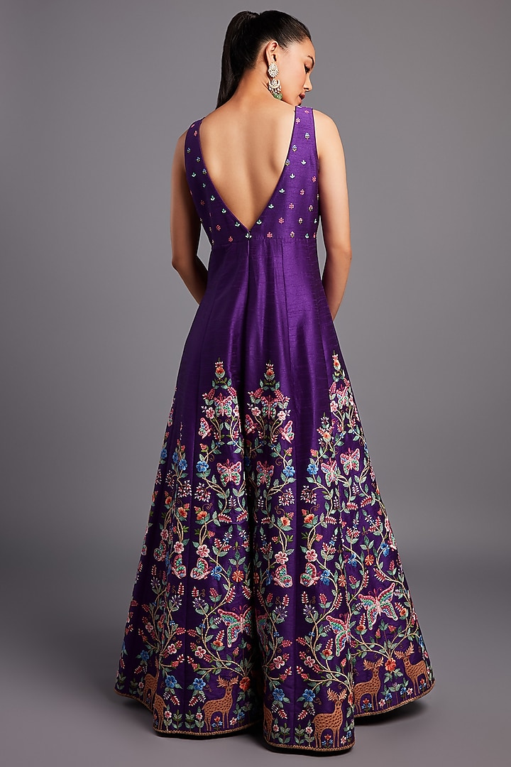 Purple Embroidered Jumpsuit by Chamee and Palak at Pernia's Pop Up Shop