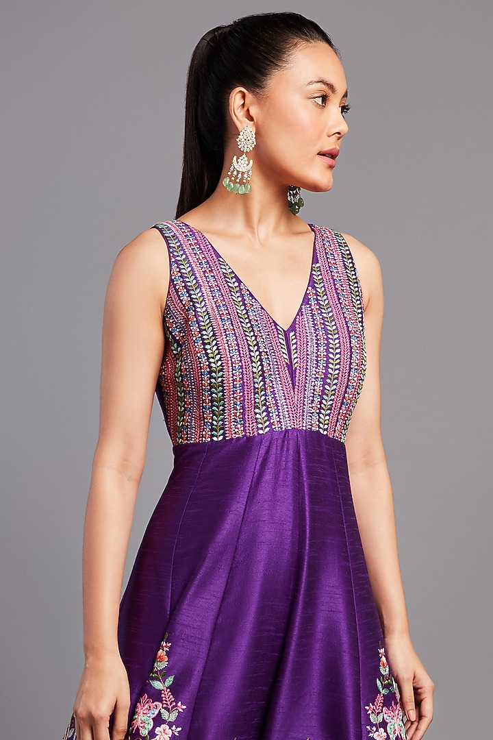 Purple Embroidered Jumpsuit by Chamee and Palak at Pernia's Pop Up Shop