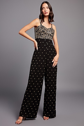 Black Embellished Jumpsuit by Chamee and Palak