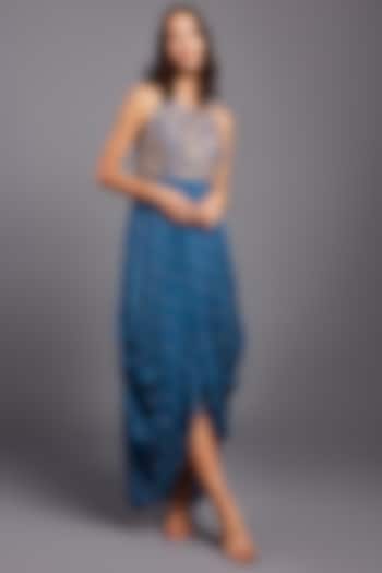 Blue Embellished Cowl Vacation Dress by Chamee and Palak at Pernia's Pop Up Shop