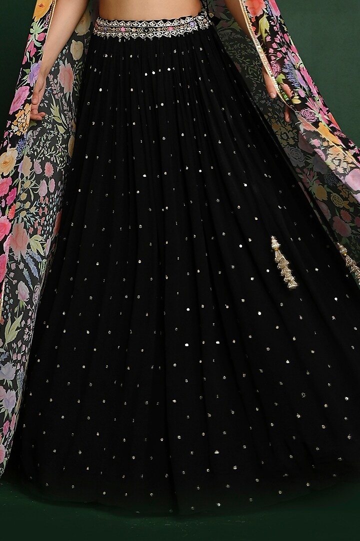 Black Georgette Wedding Lehenga Set by Chamee and Palak at Pernia's Pop Up Shop