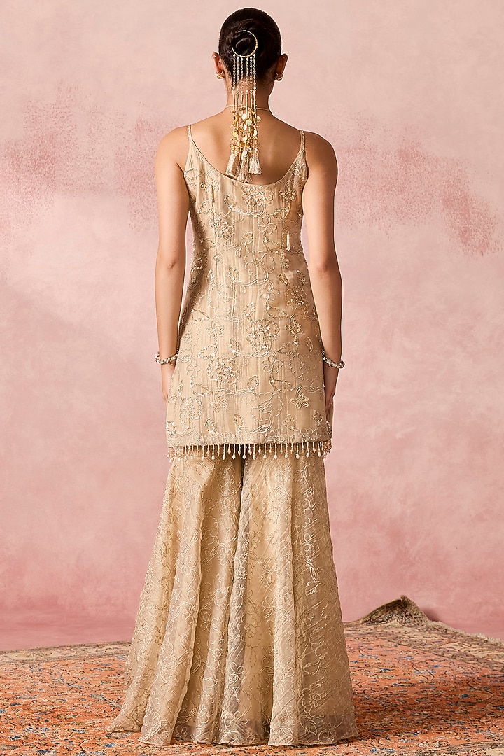 Gold Tissue Wedding Sharara Set by Chamee and Palak at Pernia's Pop Up Shop