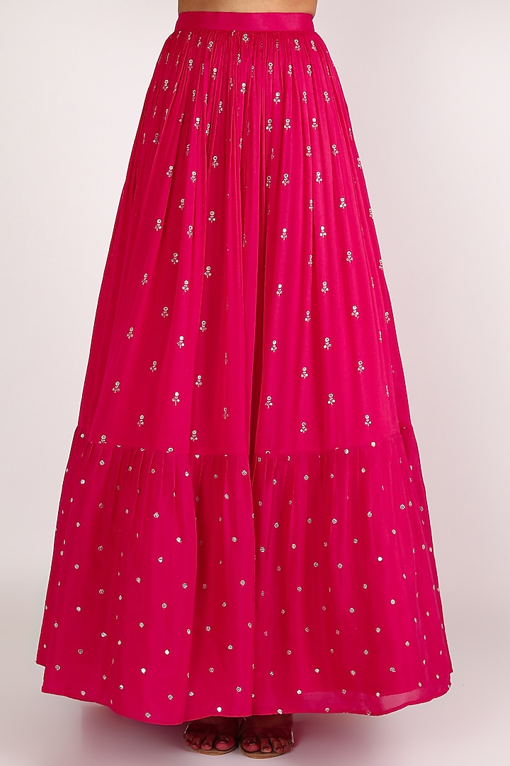 Pink Georgette Embroidered Wedding Lehenga Set by Chamee and Palak at Pernia's Pop Up Shop