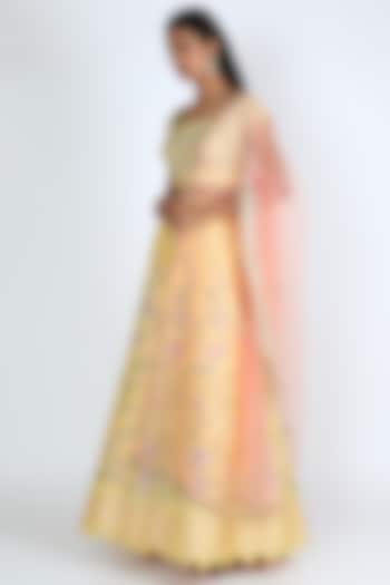 Yellow Hand Embroidered Wedding Lehenga Set by Chamee and Palak at Pernia's Pop Up Shop