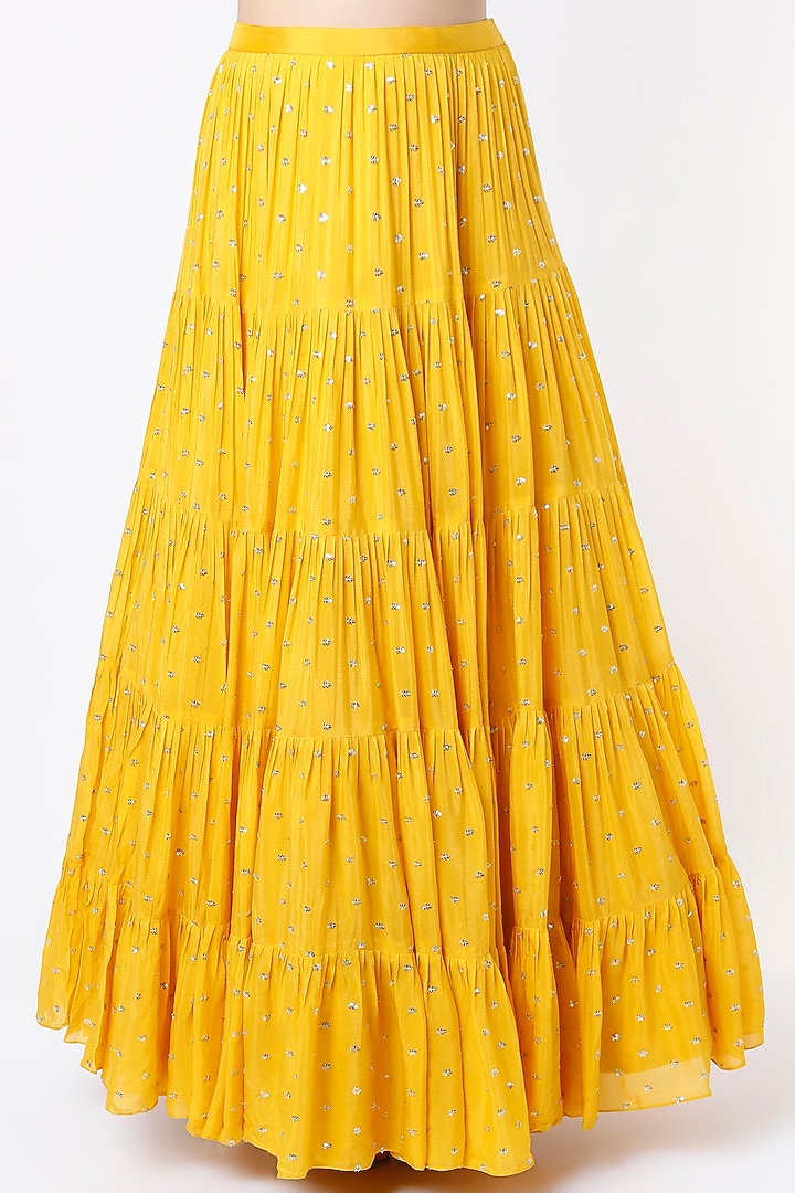 Citrus Yellow Embroidered Wedding Lehenga Set by Chamee and Palak at Pernia's Pop Up Shop