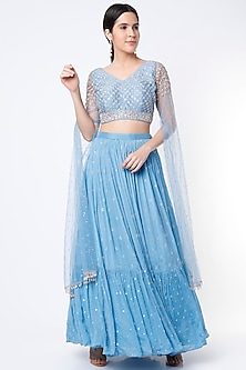 Sky Blue Embroidered Lehenga Set by Chamee n Palak-POPULAR PRODUCTS AT STORE