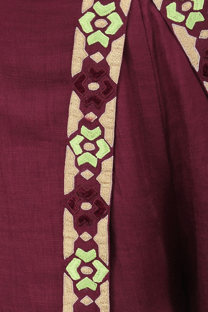 Burgundy crop top with jacket and pants set available only at Pernia's Pop Up Shop.