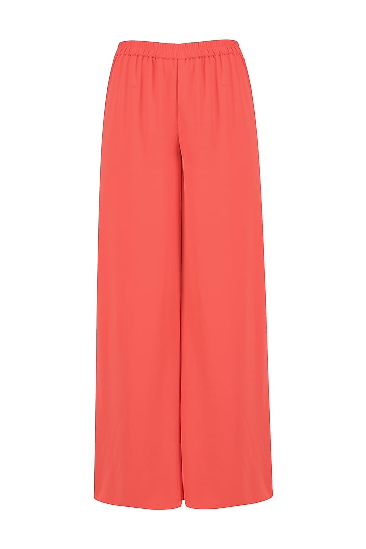 Peach layered embroidered top and palazzo set available only at Pernia's Pop Up Shop.