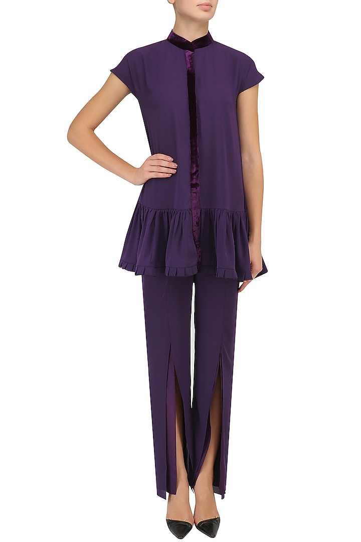 Purple pleated peplum and pants set available only at Pernia's Pop Up Shop.