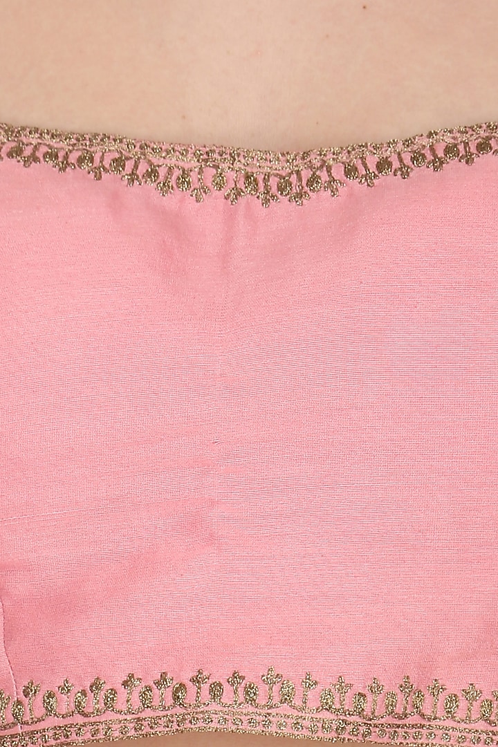 Pink embroidered and printed lehenga set available only at Pernia's Pop Up Shop.
