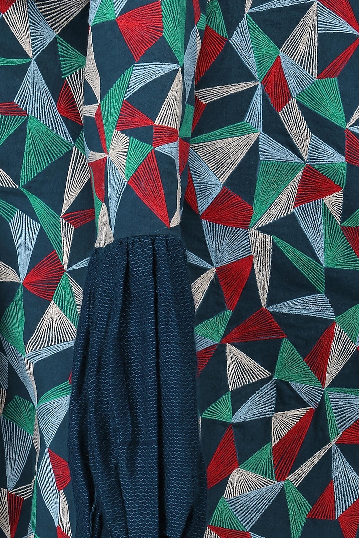 Blue multicolor embroidered jacket with pants and inner top available only at Pernia's Pop Up Shop.