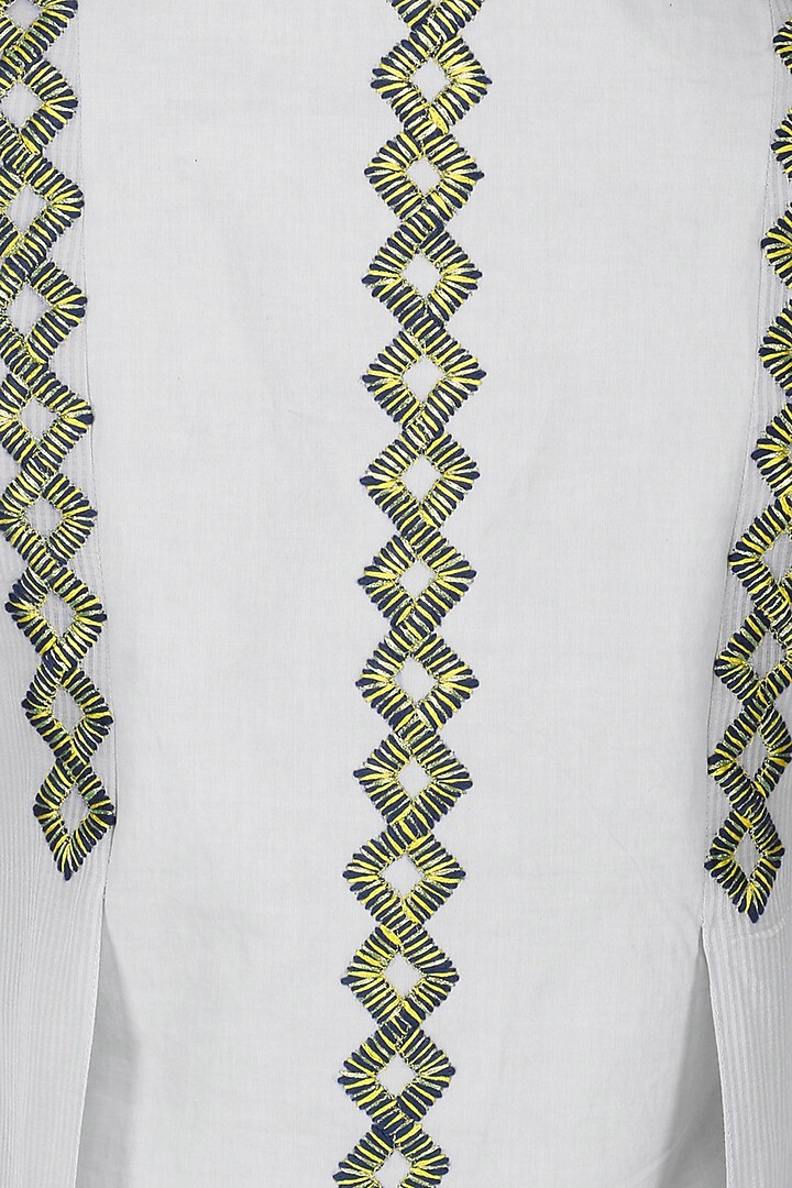 Water grey embroidered panelled kurta with pants set available only at Pernia's Pop Up Shop.