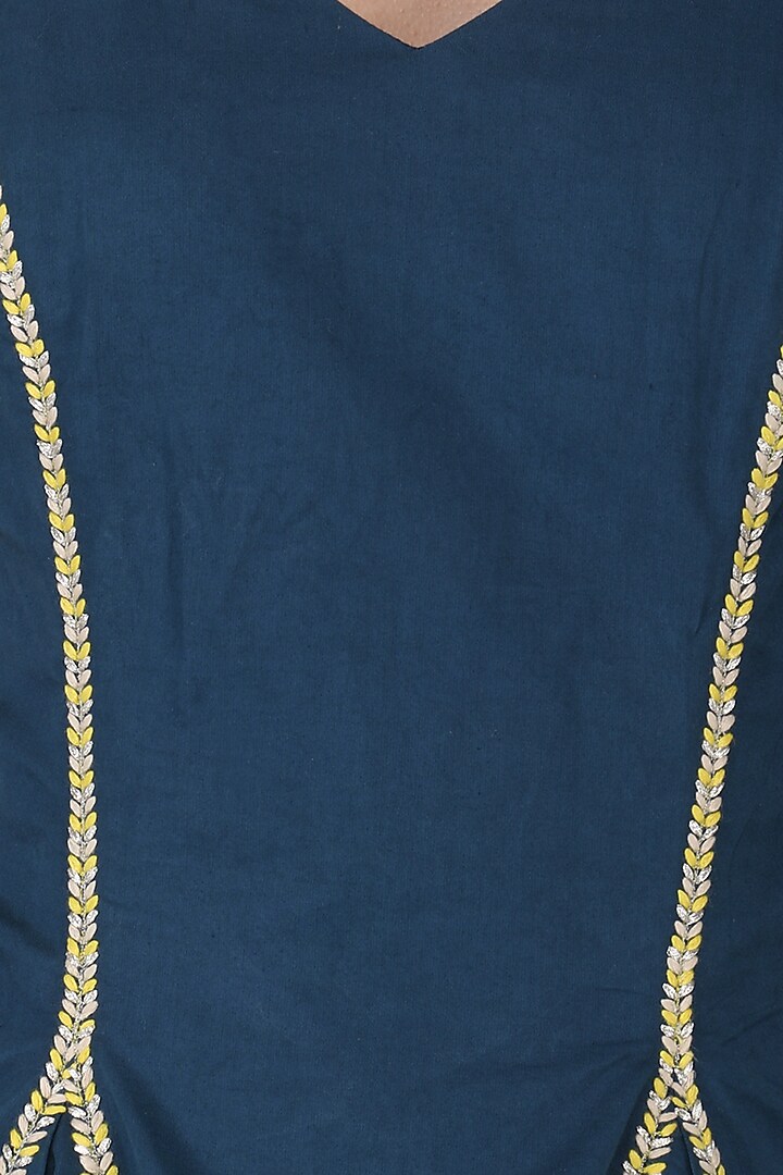 Navy blue embroidered flared top available only at Pernia's Pop Up Shop.