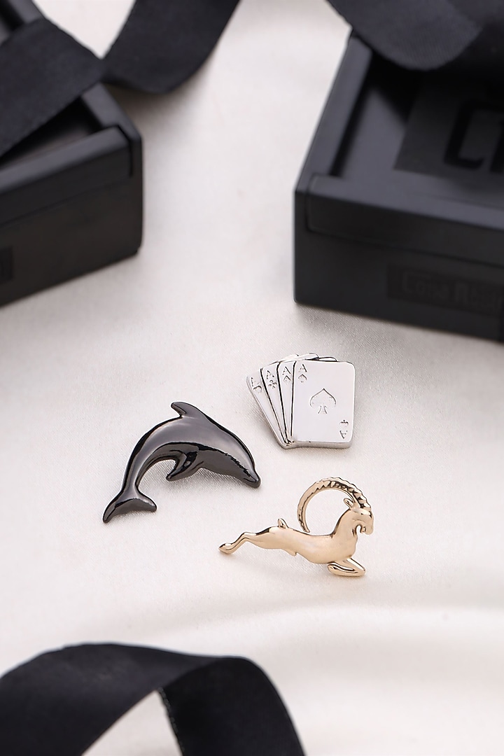 Multi-Colored Brass Brooch (Set of 3) by Cosa Nostraa at Pernia's Pop Up Shop