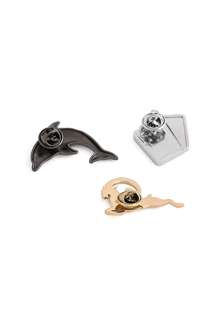 Multi-Colored Brass Brooch (Set of 3) by Cosa Nostraa at Pernia's Pop Up Shop