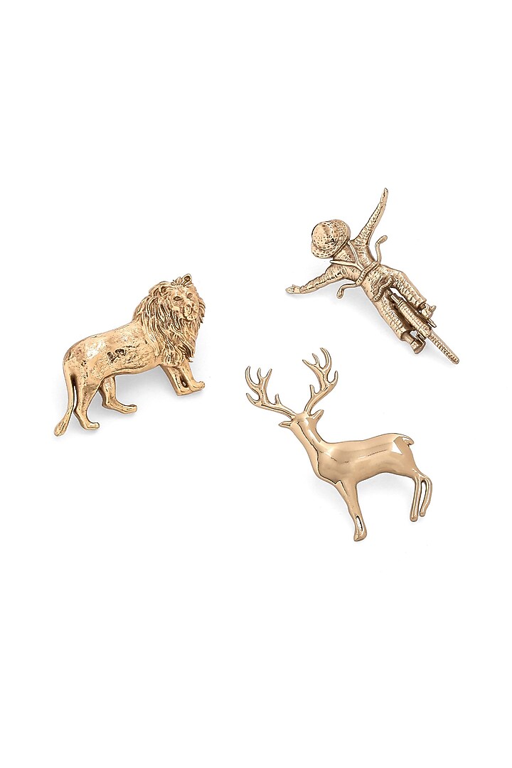 Gold Brass Brooch (Set of 3) by Cosa Nostraa at Pernia's Pop Up Shop